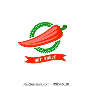 Vector illustration with the image of hot peppers. Logo. Icon.