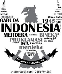 Vektorgrafik des Bildes der indonesischen Garuda, der Unabhängigkeit der Republik Indonesien, des Geistes der Garuda, der Garuda auf meiner Brust
