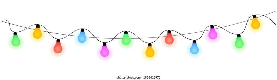 Vector illustration with the image of multi-colored fairy lights. Festive decorations.