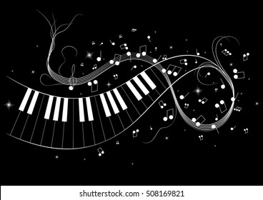 Vector illustration image of music stave designed by piano and notes. Good for music festival, print poster and card design materials. Vertical