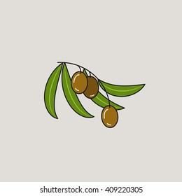 Vector illustration with the image of olives. It can be used as logo for olive oil, for nature cosmetics brand. 