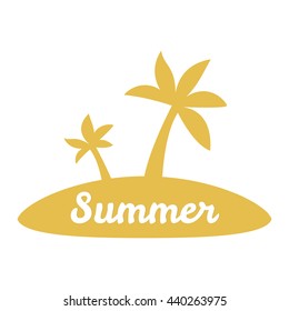 Vector an illustration with the image of palm trees in a circle with blue and turquoise color.Tropical Sea Landscape.Summer relaxation poster and flyer