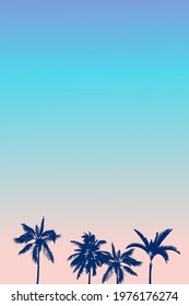 Vector illustration, image of palms on a bright sunny summer day