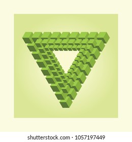 Vector illustration, with an image of Penrose impossible triangle. Green color