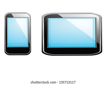 vector illustration with the image of a phone and tablet