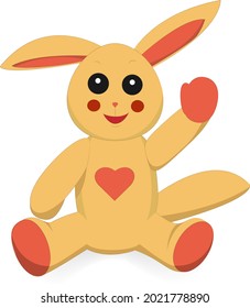 Vector illustration image print on clothes greeting card orange plush soft toy with heart surrounded by hearts