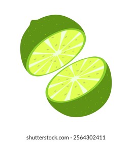 Vector illustration image of ripe green Limes, fresh and healthy, ideal for food, health or tropical themed designs, flat design