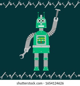 vector illustration with the image of a robot in the style of animation for printing on notepad clothes and children's things. idea for creating a toy