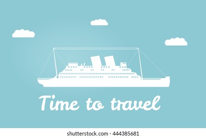   Vector an illustration with the image of the ship for a banner and a leaflet travel for  cruise liner cloud
