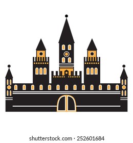 Vector illustration with the image of the silhouette of the castle.