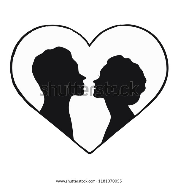 Vector Illustration Image Silhouettes Loving Couple Stock Vector ...