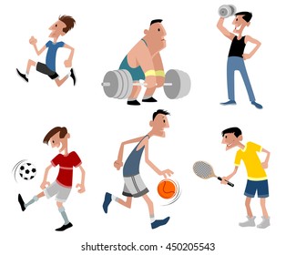 Vector illustration image of a six athletes set