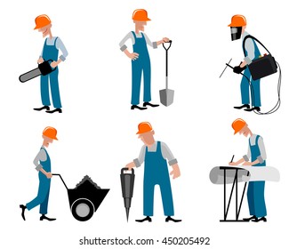 Vector illustration image of a six builders set