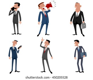 Vector illustration image of a six businessmen set