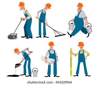 Vector illustration image of a six road workers