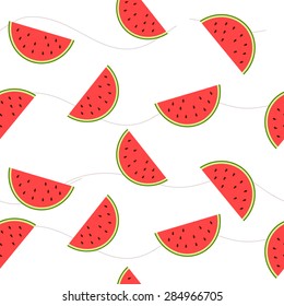 Vector illustration. The image slices of watermelon with seeds.