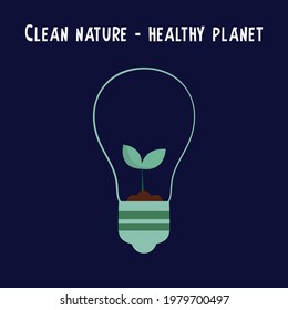 Vector illustration. An image of a sprout in a lamp. Can be used for banner, postcards.