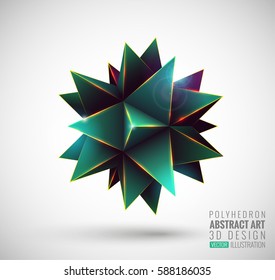 Vector illustration with the image of stars, 3D polyhedron. Abstract explosion. Design element, background for your project. Other variations and colors you can find in my portfolio.