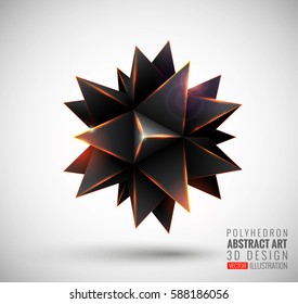 Vector illustration with the image of stars, 3D polyhedron. Abstract explosion. Design element, background for your project. Other variations and colors you can find in my portfolio.