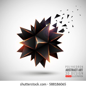 Vector illustration with the image of stars, 3D polyhedron. Abstract explosion. Design element, background for your project. Other variations and colors you can find in my portfolio.