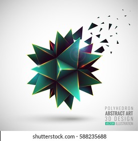 Vector illustration with the image of stars, 3D polyhedron. Abstract explosion. Design element, background for your project. Other variations and colors you can find in my portfolio.
