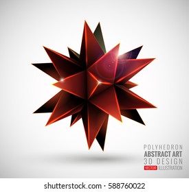 Vector illustration with the image of stars, 3D polyhedron. Abstract explosion. Design element, background for your project. Other variations and colors you can find in my portfolio.