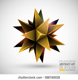 Vector illustration with the image of stars, 3D polyhedron. Abstract explosion. Design element, background for your project. Other variations and colors you can find in my portfolio.