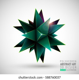 Vector illustration with the image of stars, 3D polyhedron. Abstract explosion. Design element, background for your project. Other variations and colors you can find in my portfolio.