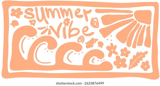Ilustração vetorial com a imagem do humor de verão e atributos de vibração

