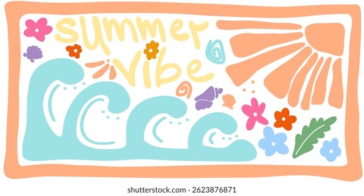 Ilustração vetorial com a imagem do humor de verão e atributos de vibração
