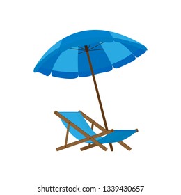 vector illustration with the image of a sunbed and an umbrella on a white background