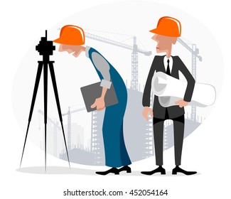 Vector illustration image of a surveyor and engineer