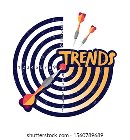 Vector illustration image of a target for darts and the inscription trends