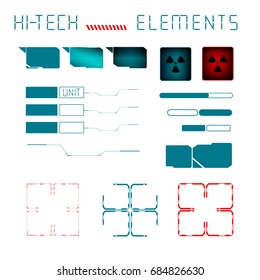 vector illustration . Image: technological set of frames. Can be used as elements for game interface, background or for any other purpose of game design. Hi - Tech. Sci - Fi.