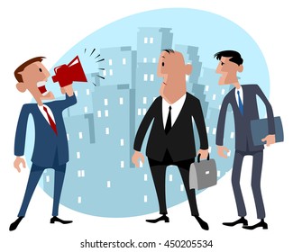 Vector illustration image of a three businessmen in the city