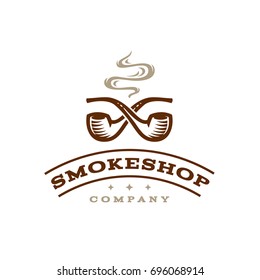 Vector illustration with the image of the two smoking pipes. Logo.