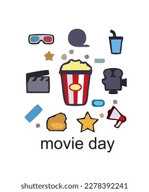 vector illustration  image of watch movie tool in black and white color happy film day