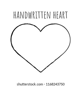 Vector illustration. An image of your handwritten hearts and the inscription Handwritten heart. Can be used as a print for clothing and accessories