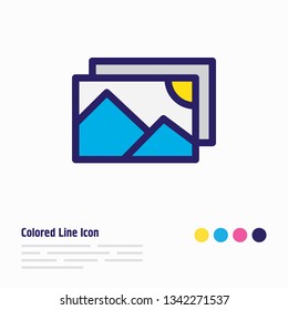 Vector illustration of images icon colored line. Beautiful music element also can be used as photo icon element.