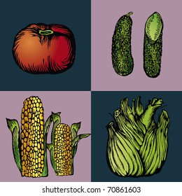 Vector illustration - image-vector images on the theme of vegetables