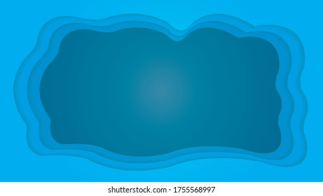 vector illustration imitating paper art and craft style; starry sky appears through layers of of stylized blue clouds; greeting card, poster or children's book illustration,copy space.