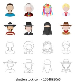 Vector illustration of imitator and resident icon. Set of imitator and culture stock symbol for web.