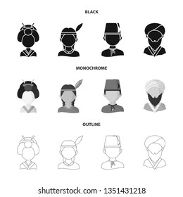 Vector illustration of imitator and resident icon. Set of imitator and culture stock vector illustration.