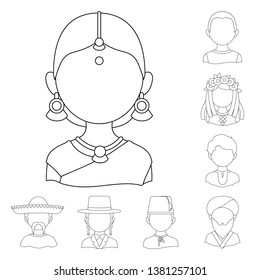 Vector illustration of imitator and resident icon. Set of imitator and culture stock symbol for web.