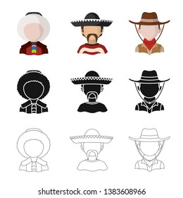 Vector illustration of imitator and resident icon. Set of imitator and culture stock vector illustration.