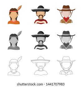 Vector illustration of imitator and resident icon. Set of imitator and culture vector icon for stock.