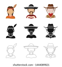 Vector illustration of imitator and resident icon. Set of imitator and culture stock vector illustration.