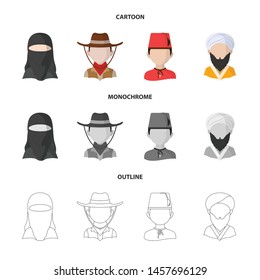 Vector illustration of imitator and resident icon. Set of imitator and culture stock vector illustration.