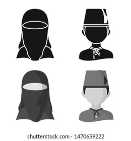 Vector illustration of imitator and resident icon. Set of imitator and culture stock symbol for web.