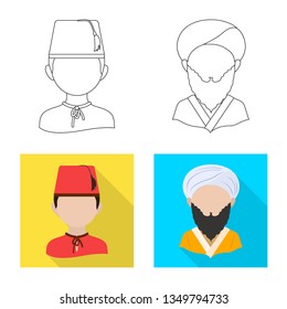 Vector illustration of imitator and resident logo. Collection of imitator and culture stock vector illustration.